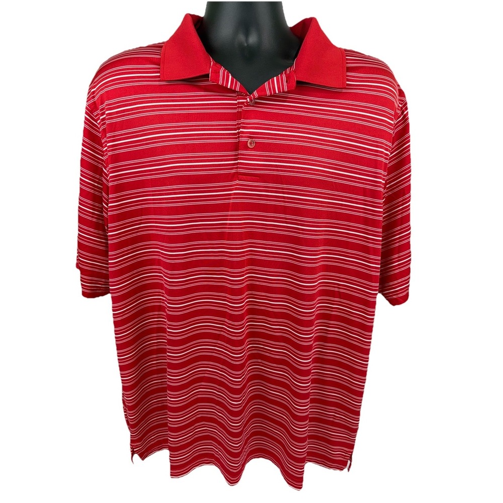 Slazenger Golf Polo Shirt Men's XL Wrinkle Free Red White‎ Striped